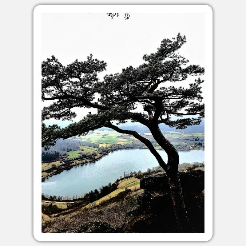 Ausblick See - Sticker Größe S (10 x 10 cm) - Mattweiß