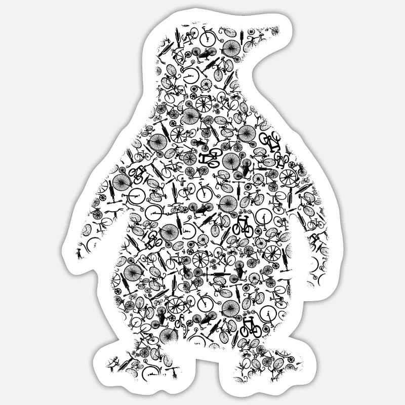 Pingouin de bicyclettes Sticker taille S (10 x 10 cm)