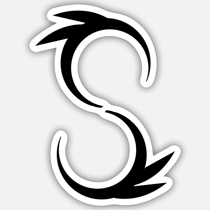 Infinity Dragon - Letter S - Sticker size S (10 x 10 cm) - white matte