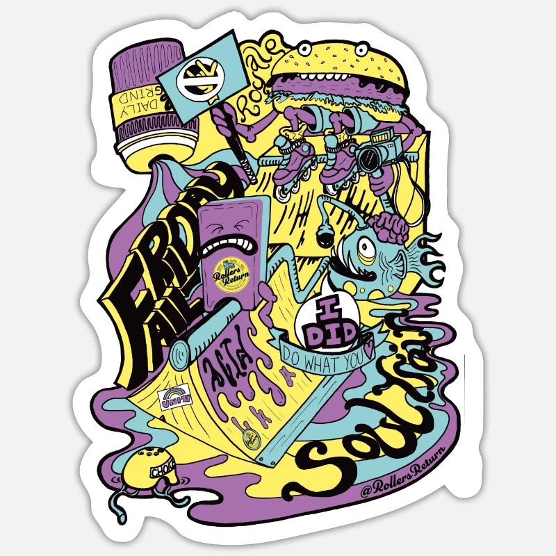 LTD EDITION - Rollers Mashup par Ross Couchman Sticker taille S (10 x 10 cm)