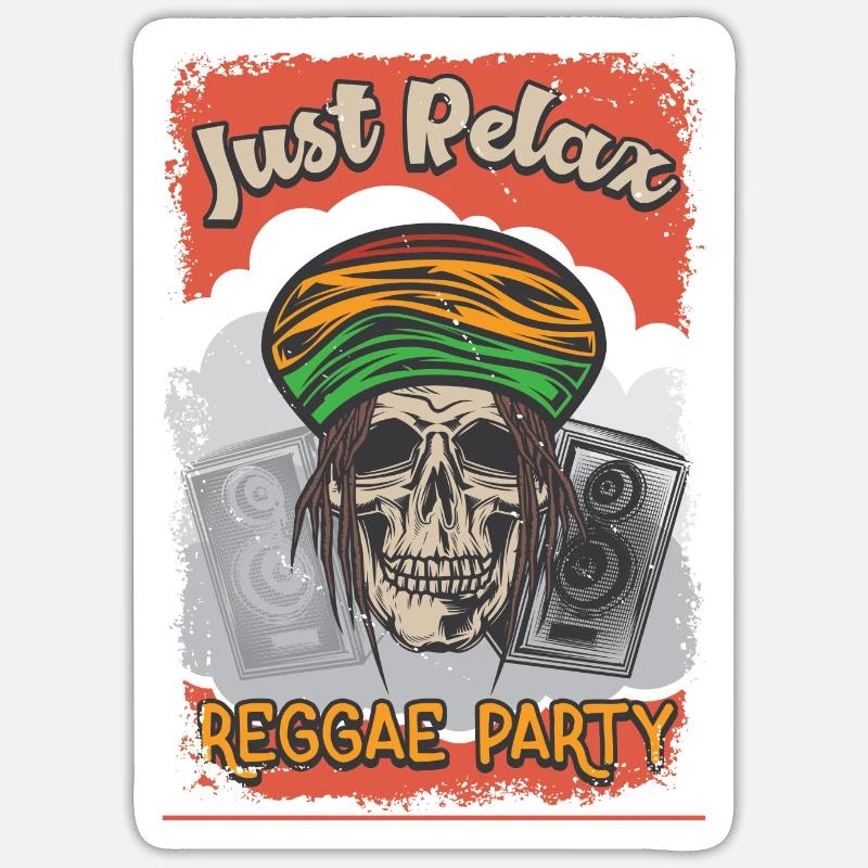 REGGAE PARTY - Sticker taille S (10 x 10 cm) - blanc mat