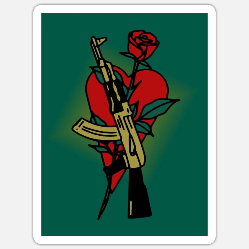 AK - 47 - Sticker taille S (10 x 10 cm) - blanc mat