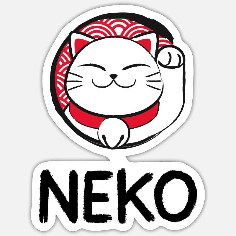 Neko(Cat) Funny Gift Idea - Sticker size S (10 x 10 cm) - white matte