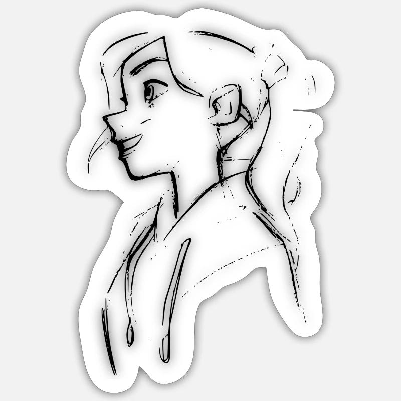 Fille d’anime - Sticker taille S (10 x 10 cm) - blanc mat