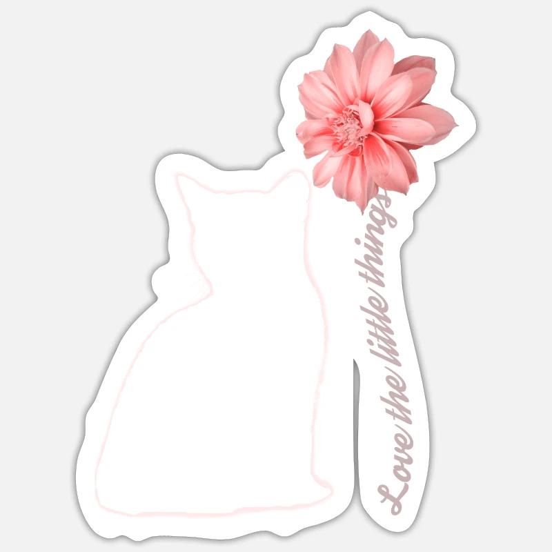 Miezekatze Mit Blume Katze Geschenk - Sticker Größe S (10 x 10 cm) - Mattweiß