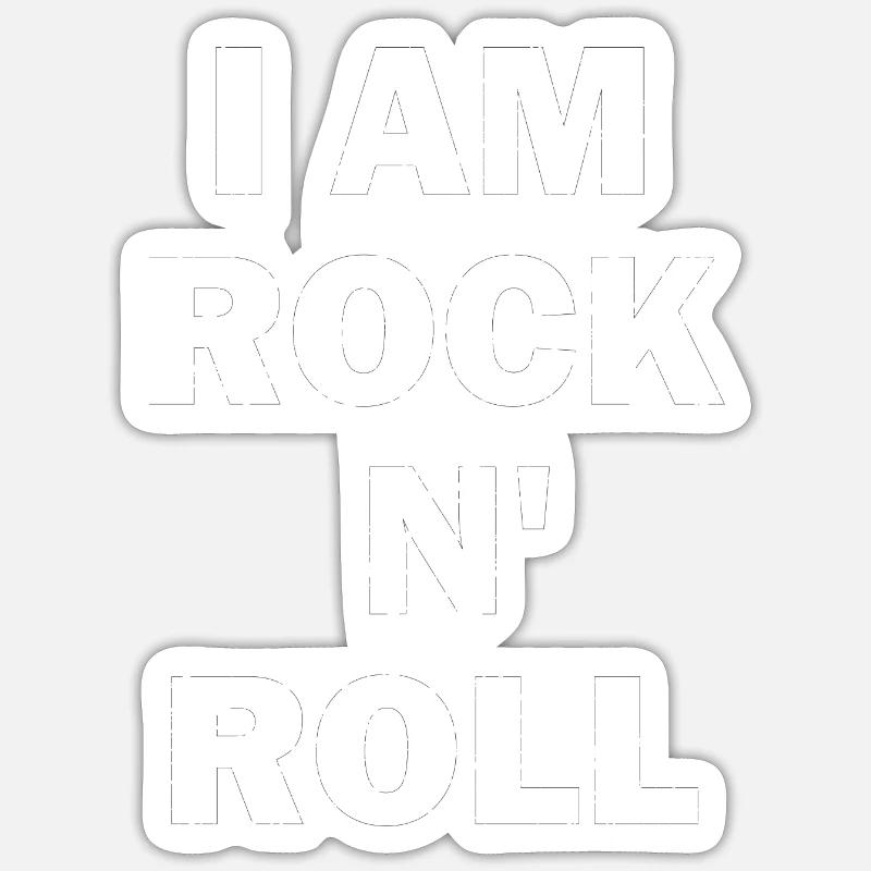 I au rock n’roll - Sticker taille S (10 x 10 cm) - blanc mat