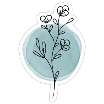 Blume Floral simple blau - Sticker Größe S (10 x 10 cm) - Mattweiß - Vorne