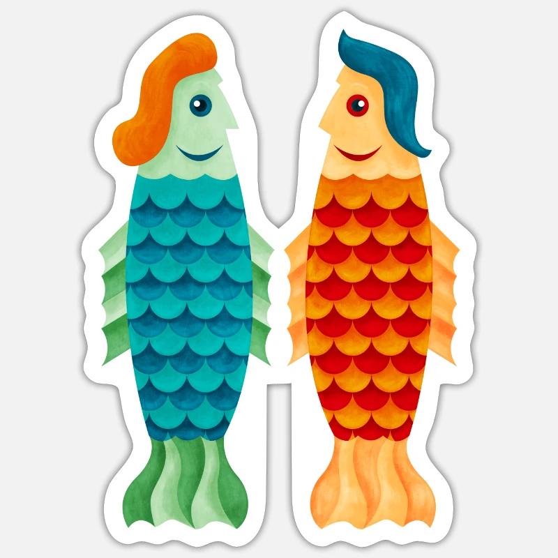 M. et Mme Fish Sticker taille S (10 x 10 cm)