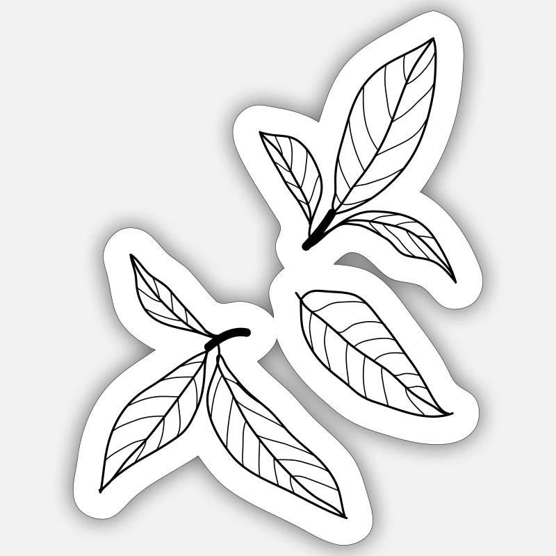 feuilles de nature 2 c1 - Sticker taille S (10 x 10 cm) - blanc mat