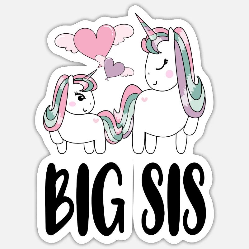 Die große Schwester Geschwistern Einhorn Sticker Größe S (10 x 10 cm)