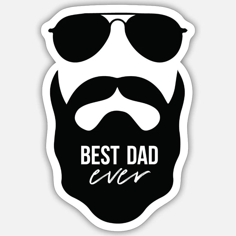 Bester Papa Vater Vollbart Bart Bartträger - Sticker Größe S (10 x 10 cm) - Mattweiß