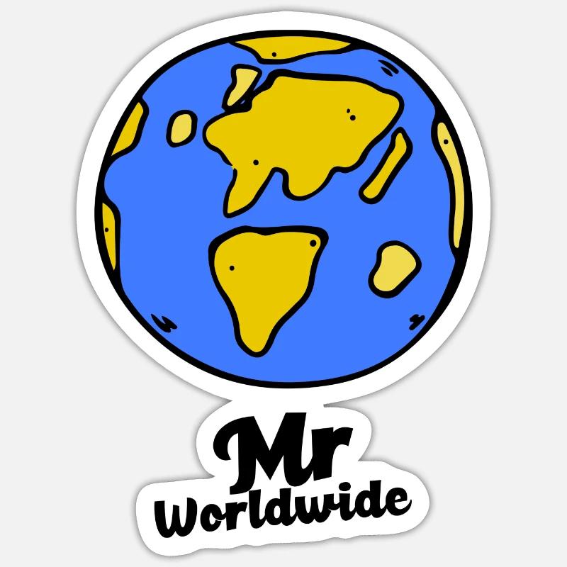 Mr. weltweit light - Sticker Größe S (10 x 10 cm) - Mattweiß