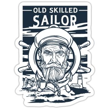 Vieux marin expérimenté Classic Maritime - Sticker taille S (10 x 10 cm) - blanc mat - Devant