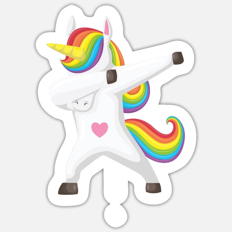 Dabbing Unicorn Geschenkidee dab dabbendes Einhorn Sticker Größe S (10 x 10 cm)