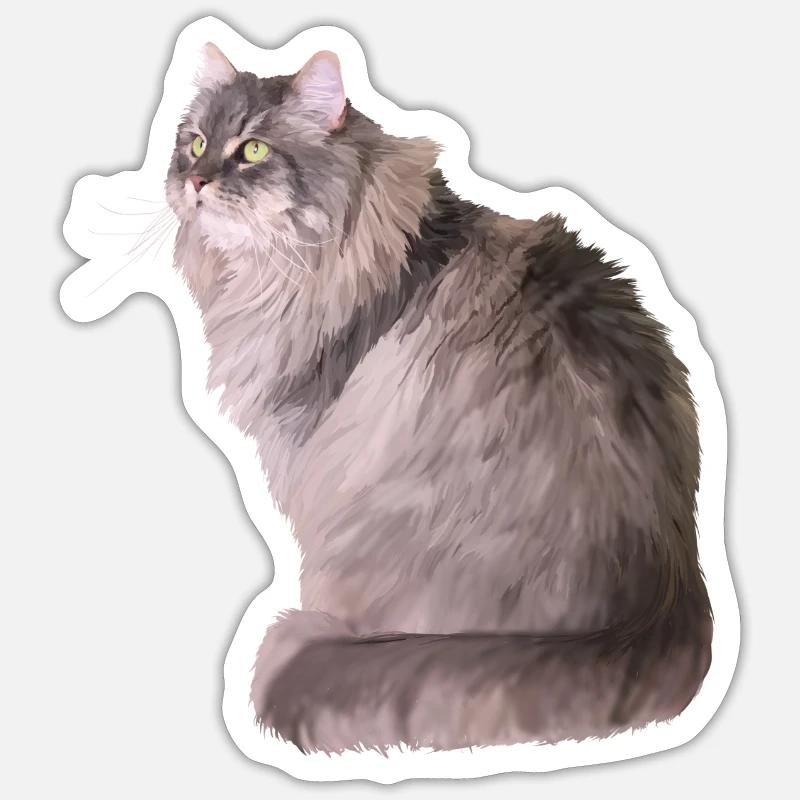 Katze - Sticker Größe S (10 x 10 cm) - Mattweiß