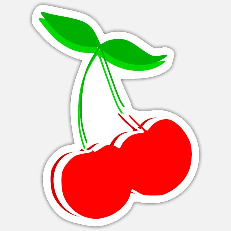 Kirsche Retro Früchte Obst Geschenk Geschenkidee - Sticker Größe S (10 x 10 cm) - Mattweiß