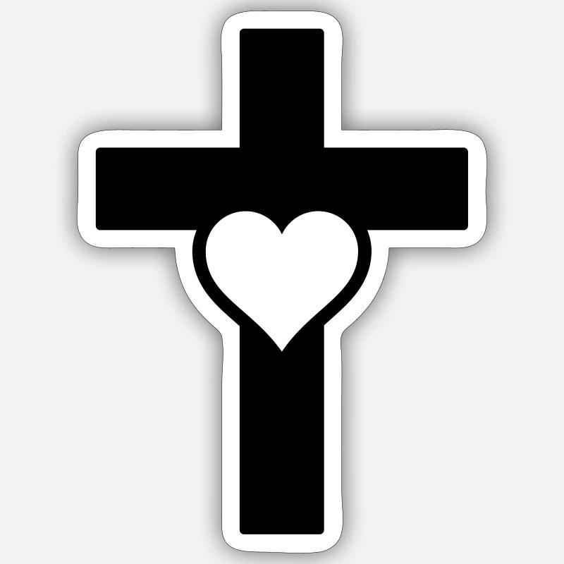 Herzkreuz C - Sticker Größe S (10 x 10 cm) - Mattweiß