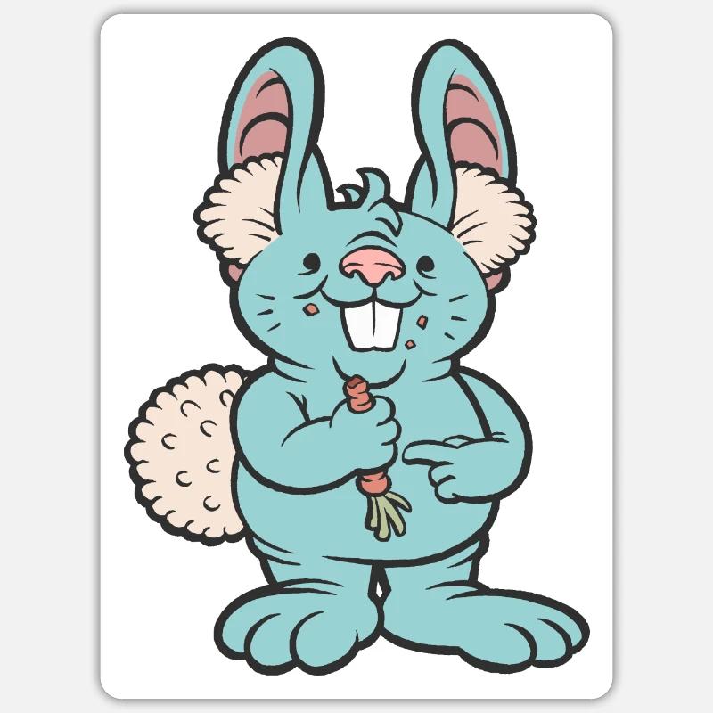 Le lapin bleu - Sticker taille S (10 x 10 cm) - blanc mat