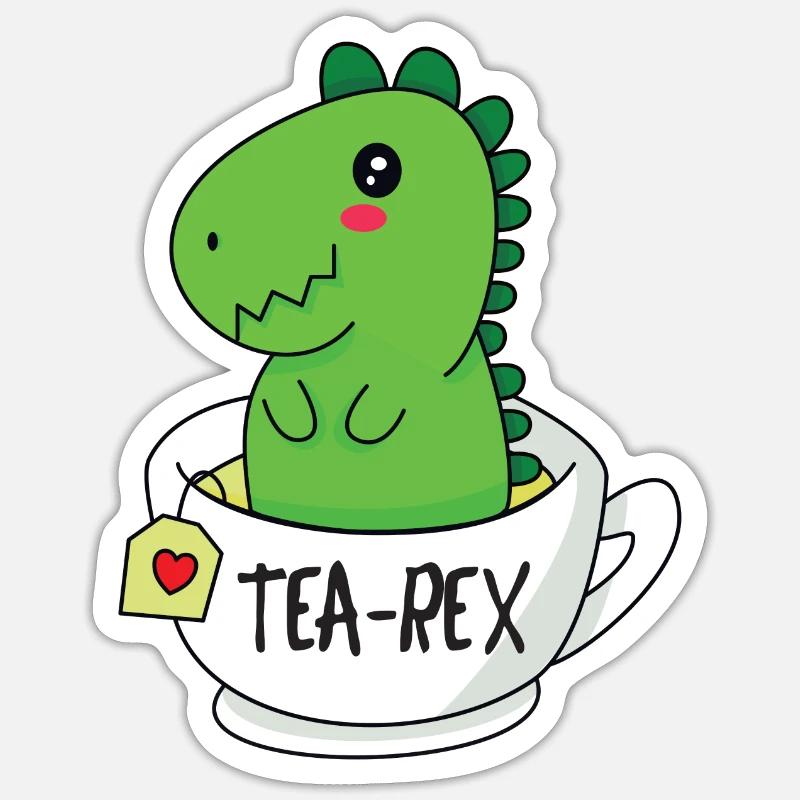 Tea Rex - Sticker Größe S (10 x 10 cm) - Mattweiß