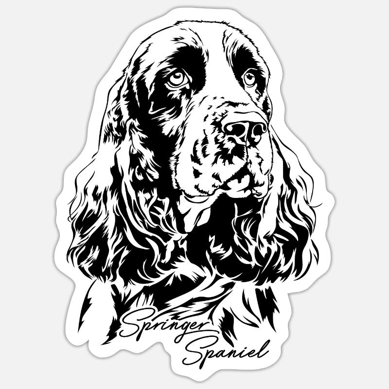 SPRINGER SPANIEL Portrait Wilsigns Hunde Jagdhunde - Sticker Größe S (10 x 10 cm) - Mattweiß