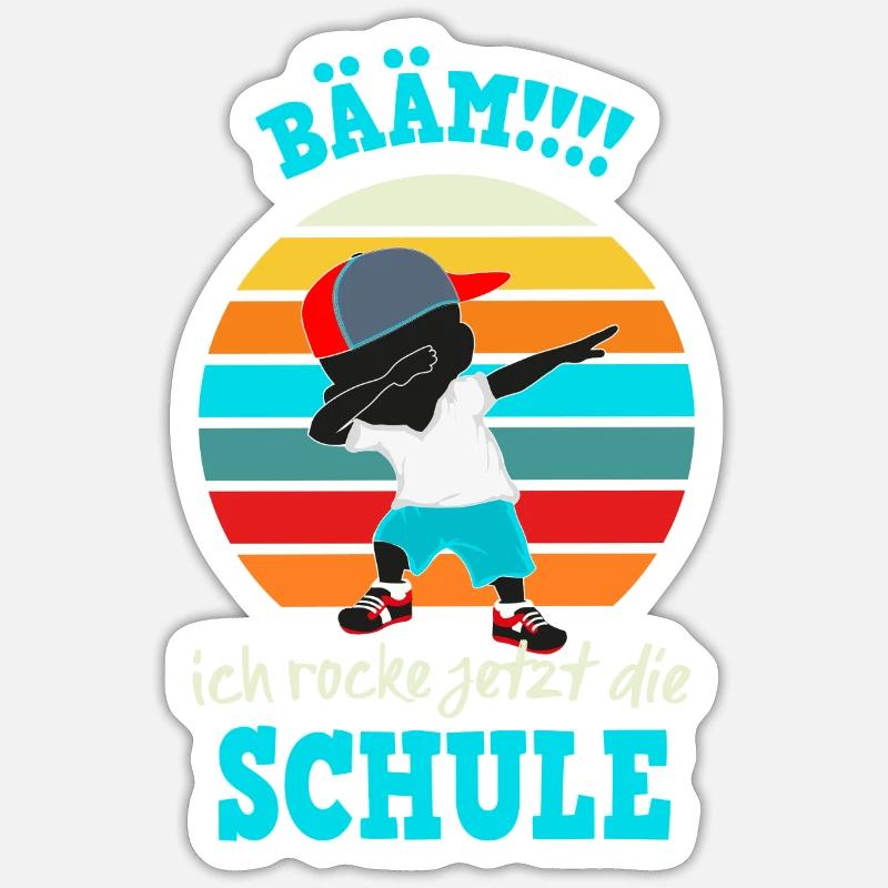 Schulkind - bääm ich rocke - Sticker Größe S (10 x 10 cm) - Mattweiß