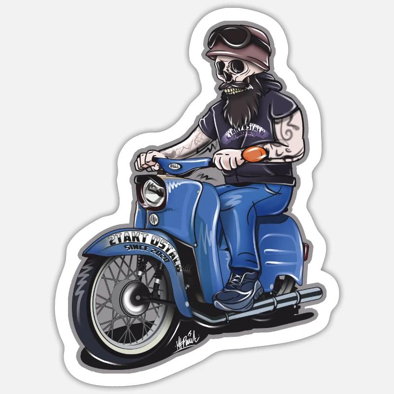 2Takt Ostalb Simson Skull - Sticker size S (10 x 10 cm) - white matte