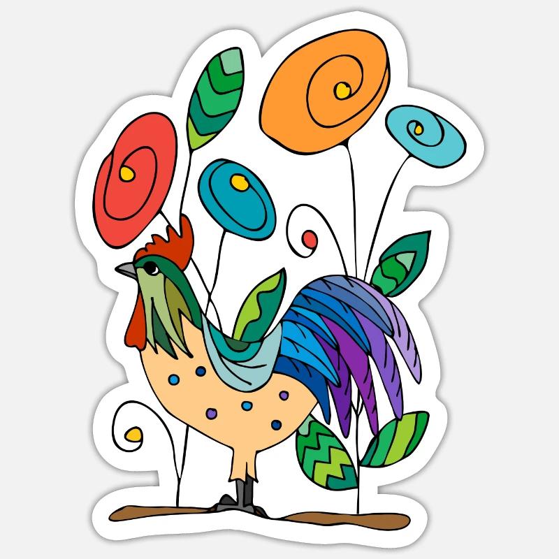 Hahn - Sticker Größe S (10 x 10 cm) - Mattweiß