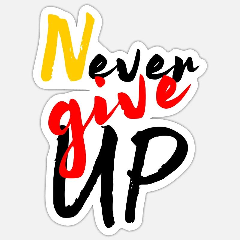 ne jamais abandonner never give up idée cadeau blc - Sticker taille S (10 x 10 cm) - blanc mat