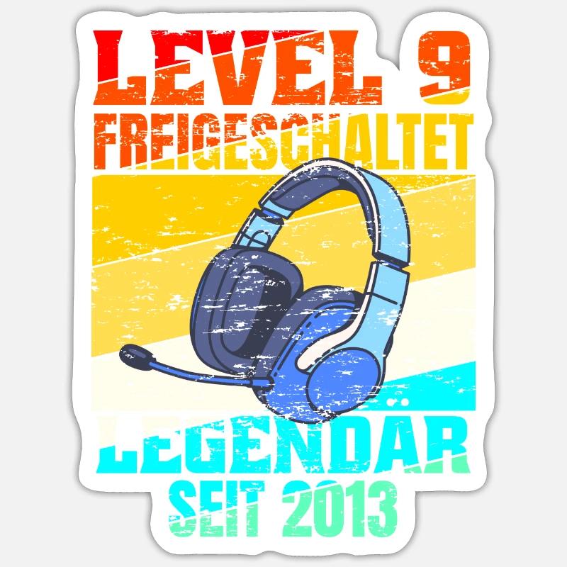 Level 9 freigeschaltet - Sticker Größe S (10 x 10 cm) - Mattweiß