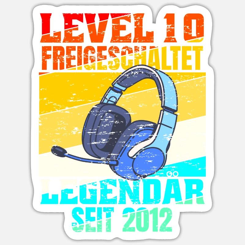Level 10 freigeschaltet - Sticker Größe S (10 x 10 cm) - Mattweiß