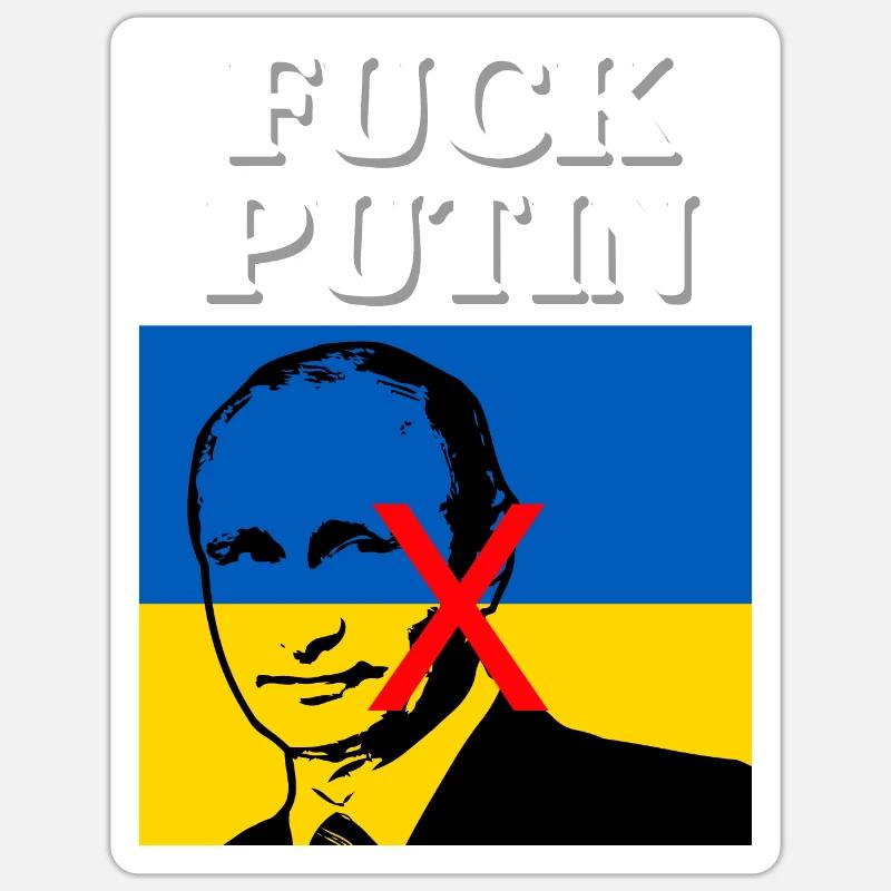 Ukraine Poutine - Sticker taille S (10 x 10 cm) - blanc mat