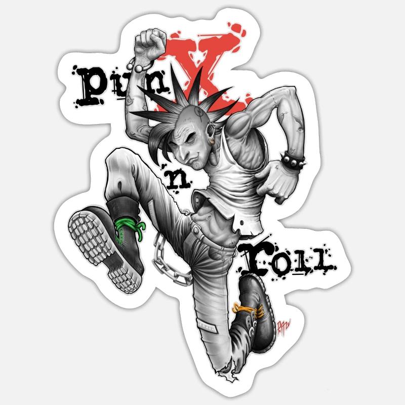 Punk 'n' roll - v1 - Sticker taille S (10 x 10 cm) - blanc mat