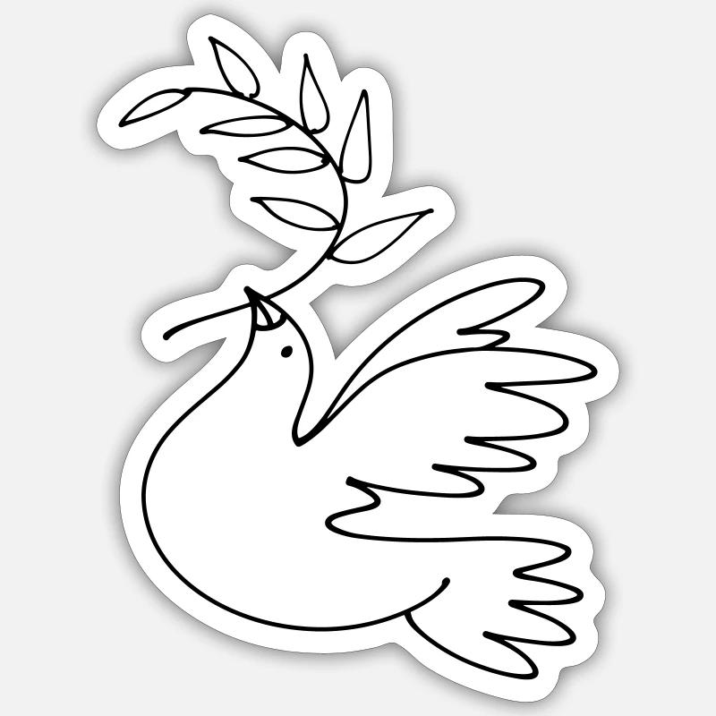 Friedenstaube - Sticker Größe S (10 x 10 cm) - Mattweiß