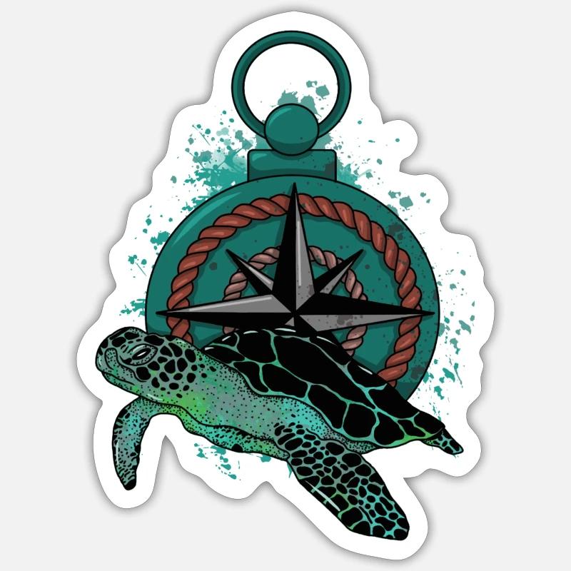 Turtle Compass Sticker Größe S (10 x 10 cm)