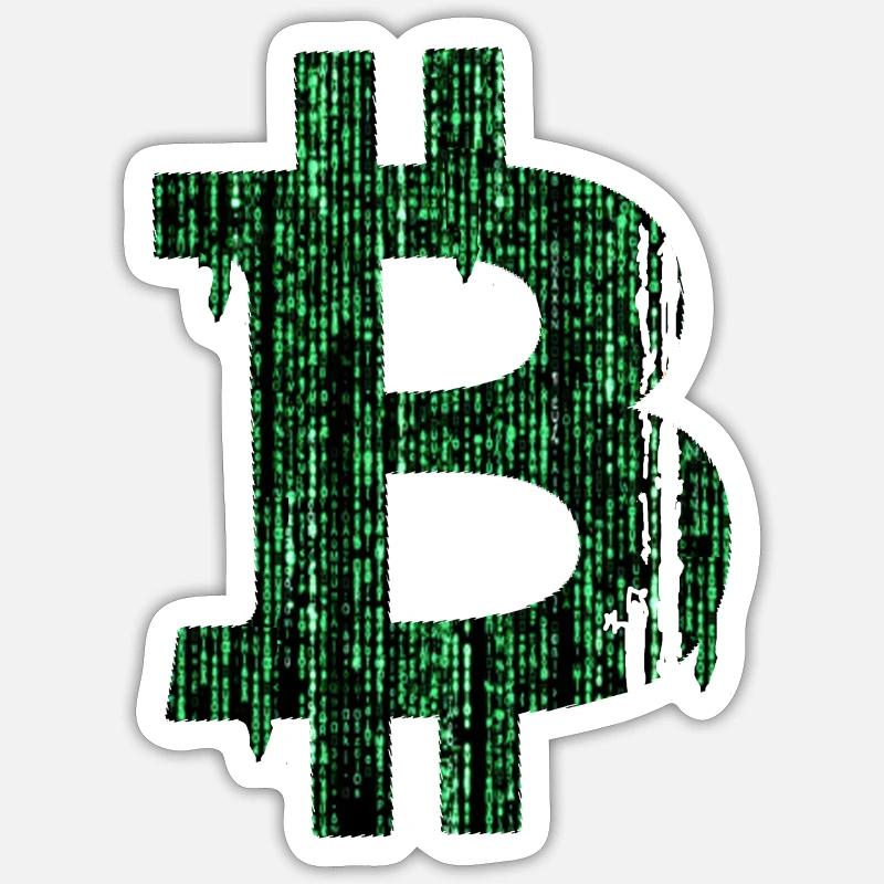 Bitcoin Matrix - Sticker Größe S (10 x 10 cm) - Mattweiß