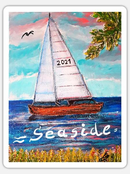 EG Urlaub I Boot I Meer I Seaside I Segelsport I - Sticker Größe S (10 x 10 cm) - Mattweiß