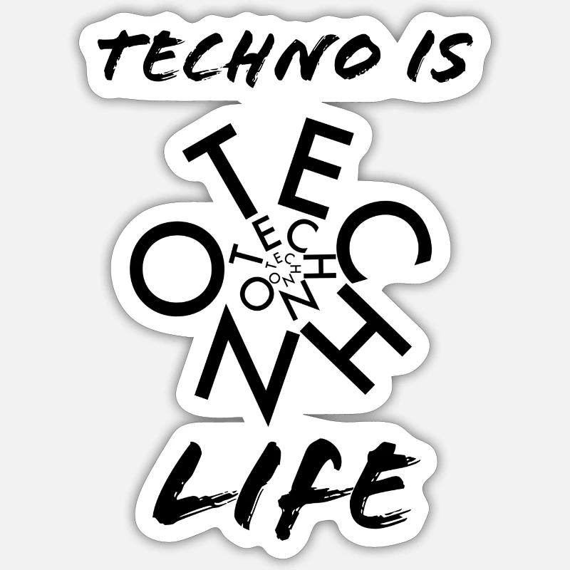 Techno love / Techno is Life Sticker Größe S (10 x 10 cm)