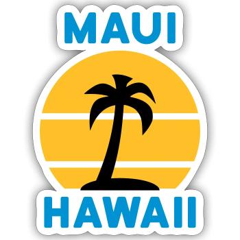 Maui, Hawaii (Sun, Palm, Island) - Sticker size S (10 x 10 cm) - white matte - Front
