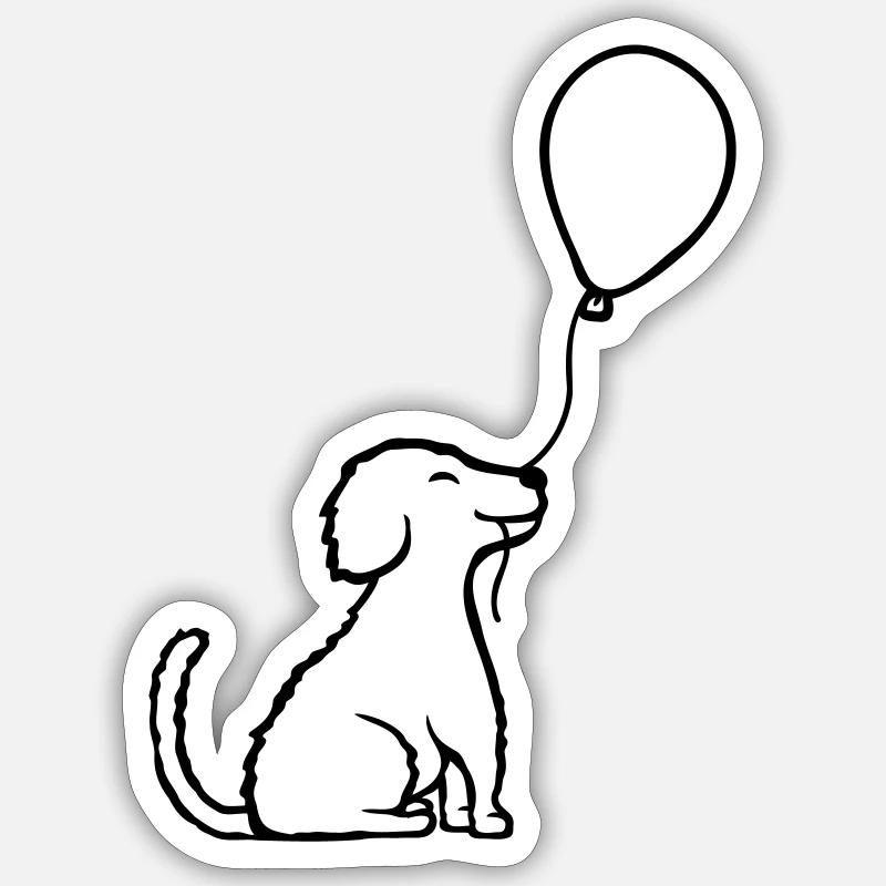 Assis ballon chien cool - Sticker taille S (10 x 10 cm) - blanc mat
