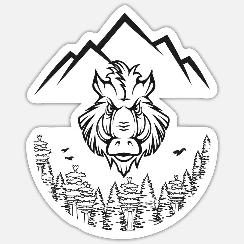 boar - Sticker size S (10 x 10 cm) - white matte