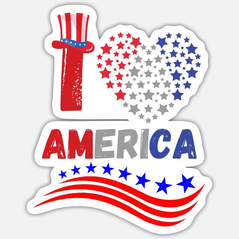 4 juillet États-Unis - Sticker taille S (10 x 10 cm) - blanc mat