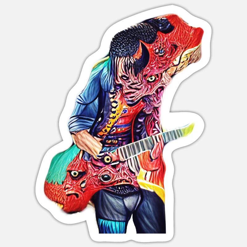 Demon Guitariste - Sticker taille S (10 x 10 cm) - blanc mat
