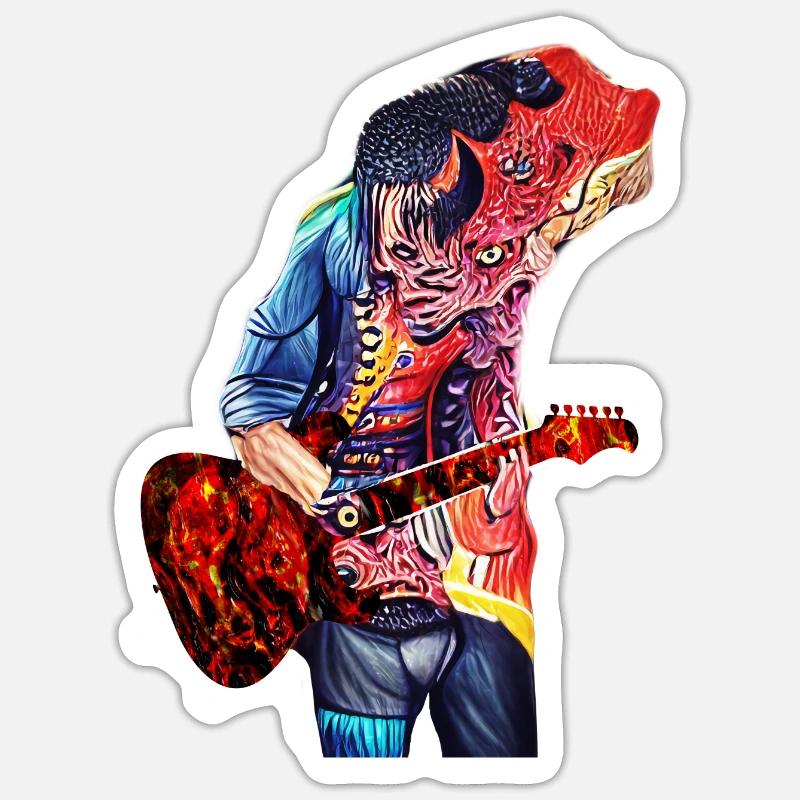 Dämonischer Gitarrist Sticker Größe S (10 x 10 cm)