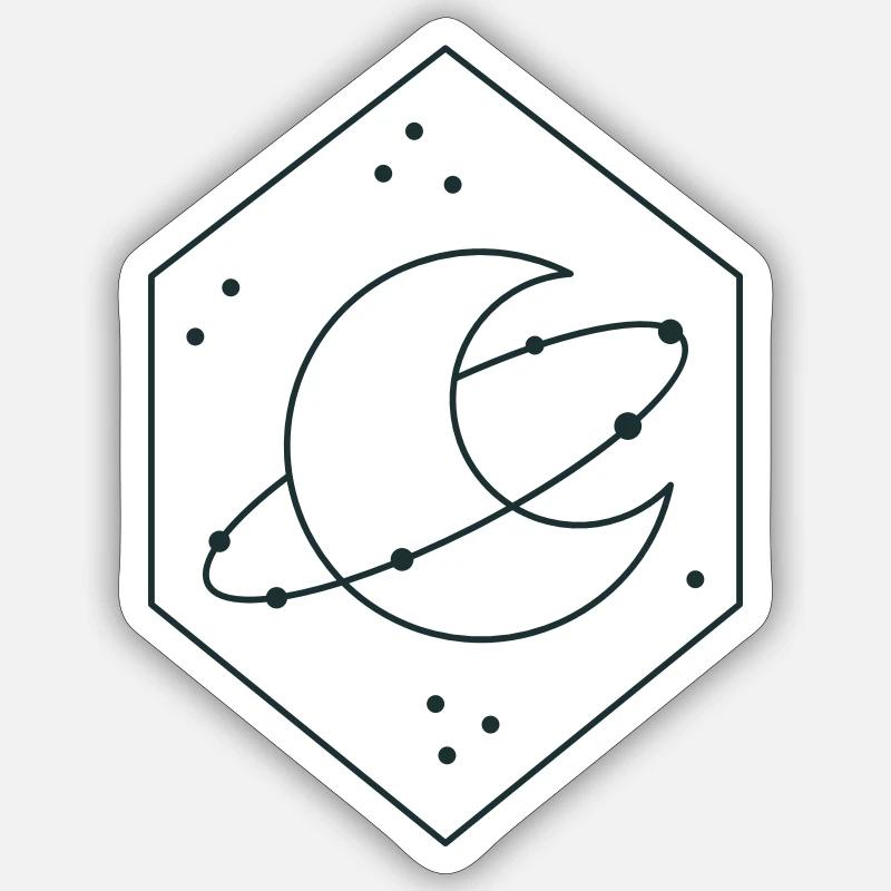 Diamond crescent moon with orbit Sticker size S (10 x 10 cm)