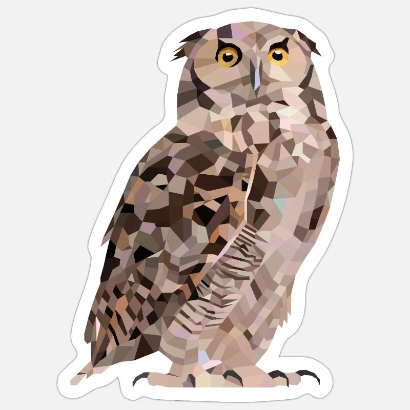 Eule im Polygon Design - Sticker Größe S (10 x 10 cm) - Mattweiß