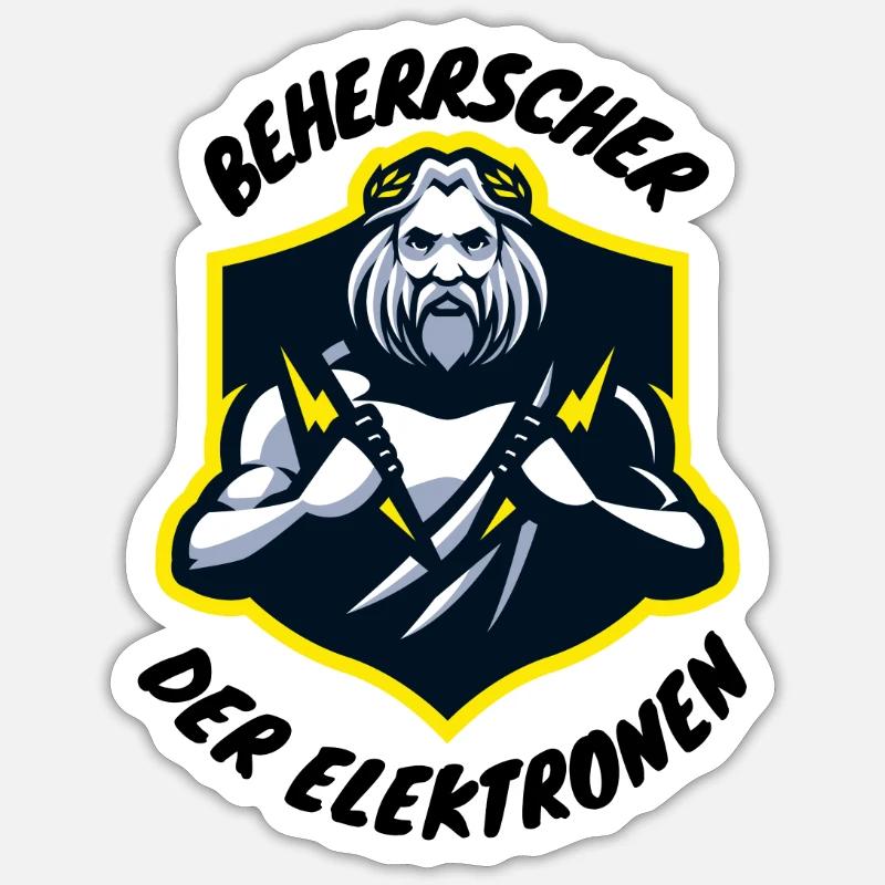 Beherrscher der Elekronen - Wikinger mit Blitz Sticker Größe S (10 x 10 cm)