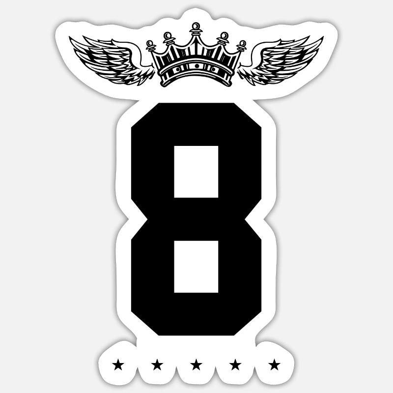 8 Number crown - Sticker size S (10 x 10 cm) - white matte