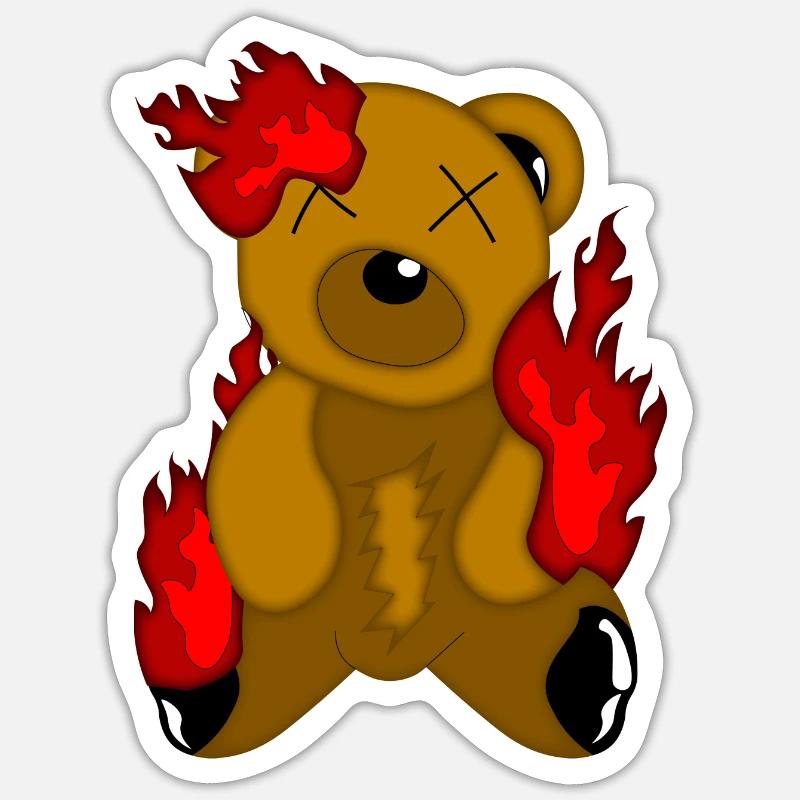 Teddy Feu - Sticker taille S (10 x 10 cm) - blanc mat