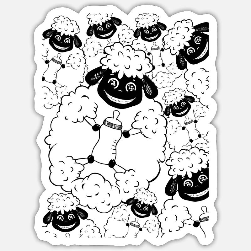 Mouton 🐑 - Sticker taille S (10 x 10 cm) - blanc mat