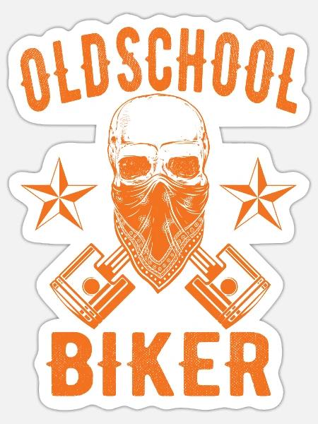 Oldschool Biker - Sticker Größe S (10 x 10 cm) - Mattweiß